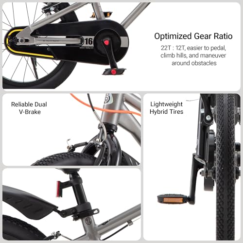 Image of RoyalBaby EZ-Pro Kids Bike, Lightweight Aluminum 2-in-1 Balance to Pedal Bike with One-Key Switch, 14 16 18 20 Inch for Age 3-10 Years