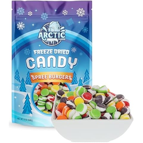 Arctic Farms Freeze Dried Candy Spree Burgers Candies 6oz Bagged and Boxed (6oz) Cover