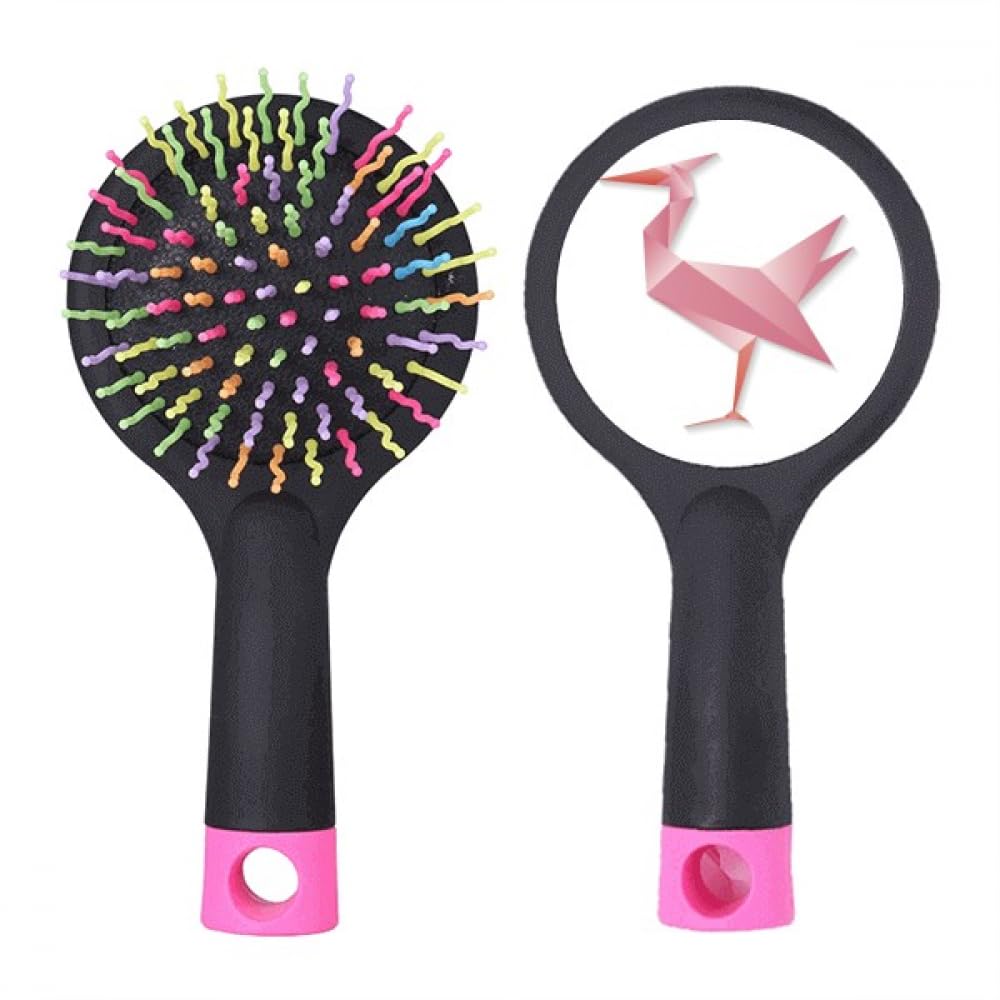 Brosse à cheveux démêlante avec coussin et motif géométrique origami - 4