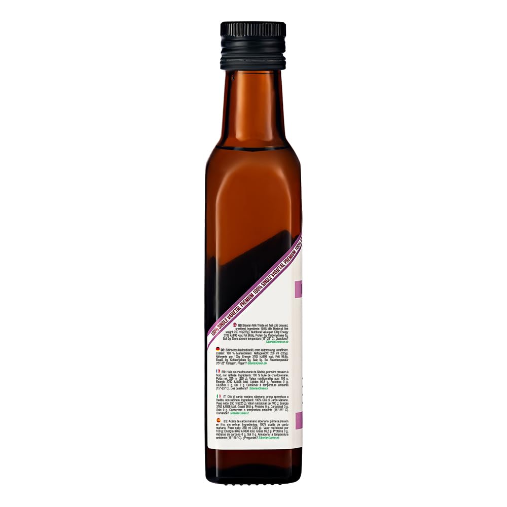 Aceite de Cardo Mariano Verde Siberiano – 250 ml de Semillas Varietales Extra Virgen de las Montañas Doradas de Altái