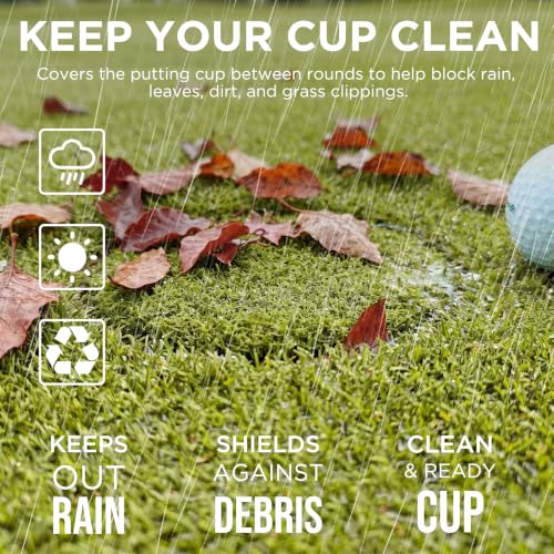Image of KINGTOP Stainless Steel Golf Hole Cup Covers with Artificial Turf | 304 stainless steel base, artificial turf top, standard cup fit, foot-traffic resistance, multi-use practice putting greens