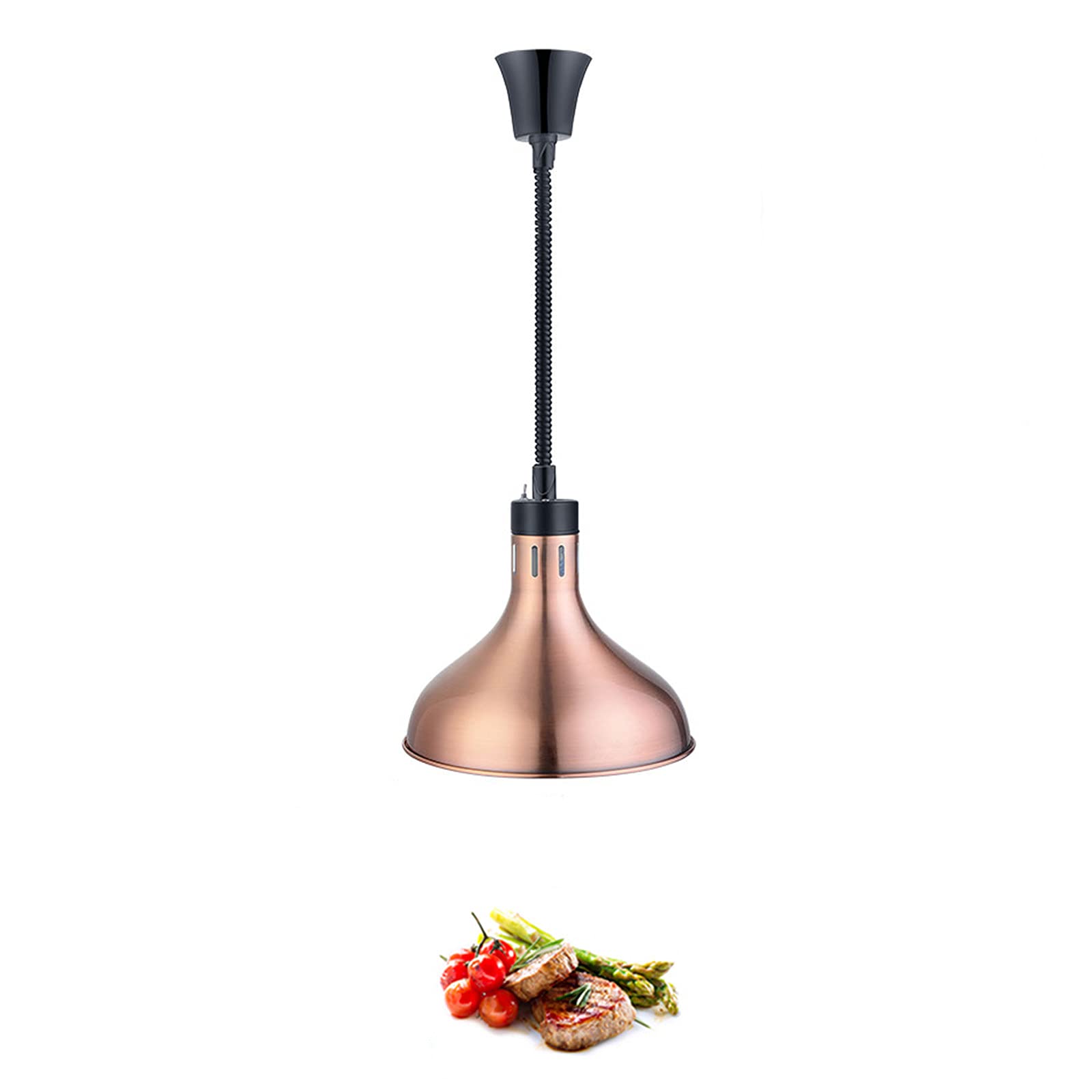 ZZWBOX Commercial Food Heat Lamp Warmer, 275W Retractable Hose Food Heating Lamp Used to Buffet Restaurant Keep Food Warm Adjustable Length 60-150cm,Copper