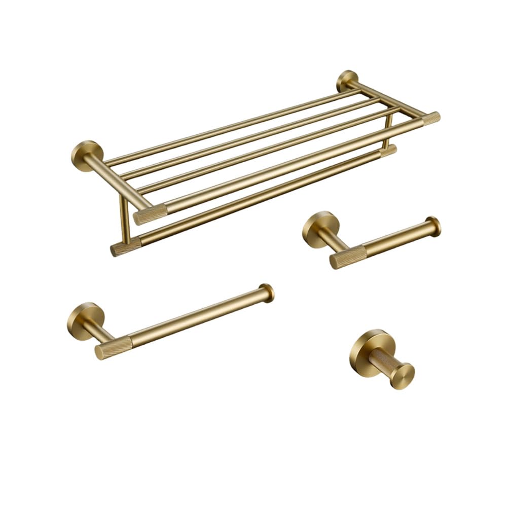 Bathroom Hardware Accessories Set Brushed Gold Knurled Brass Kit Towel Bar Ring Robe Hook Paper Holder Towel Ring Toilet Brush,shelf rack