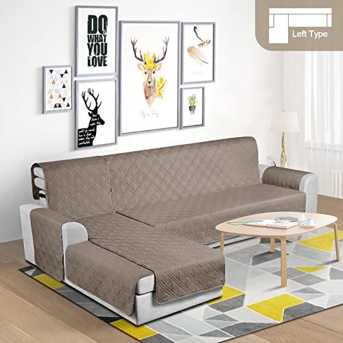 Image of TAOCOCO Waterproof Sectional Couch Covers L Shaped Sofa Covers Chaise Lounge Cover 3pcs Reversible Sofa Covers(X-Large, Taupe)