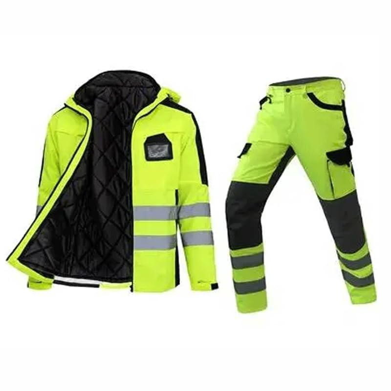 BIVVI Ropa de Trabajo Traje de Trabajo para Hombre mecánico cálido Invierno Reflectante Seguridad Monos de Trabajo Forro Acolchado de algodón Desmontable