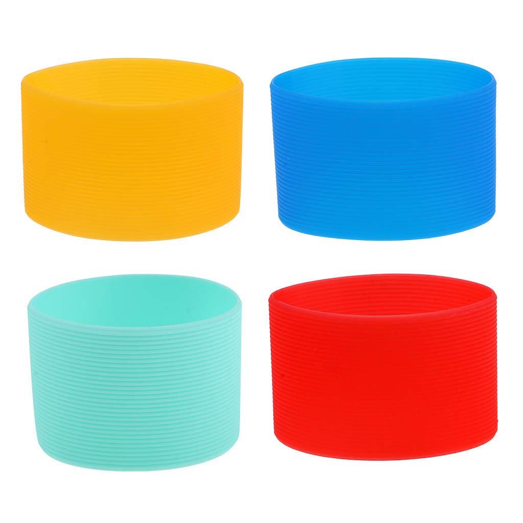Tongina 4Pcs Round Silicone Nonslip Glass Bottle Sleeve Protective Cover