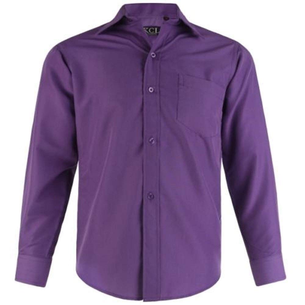 KCL LondonBoys Formal Shirt Wedding Christening Smart Party or Casual Long Sleeved 5-15Y (13-14 Years, Plum)