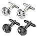 UHIBROS Knot Cufflinks for Men Tuxedo Shirt Cuff links Black Silver Woven Unique Business Wedding Gift