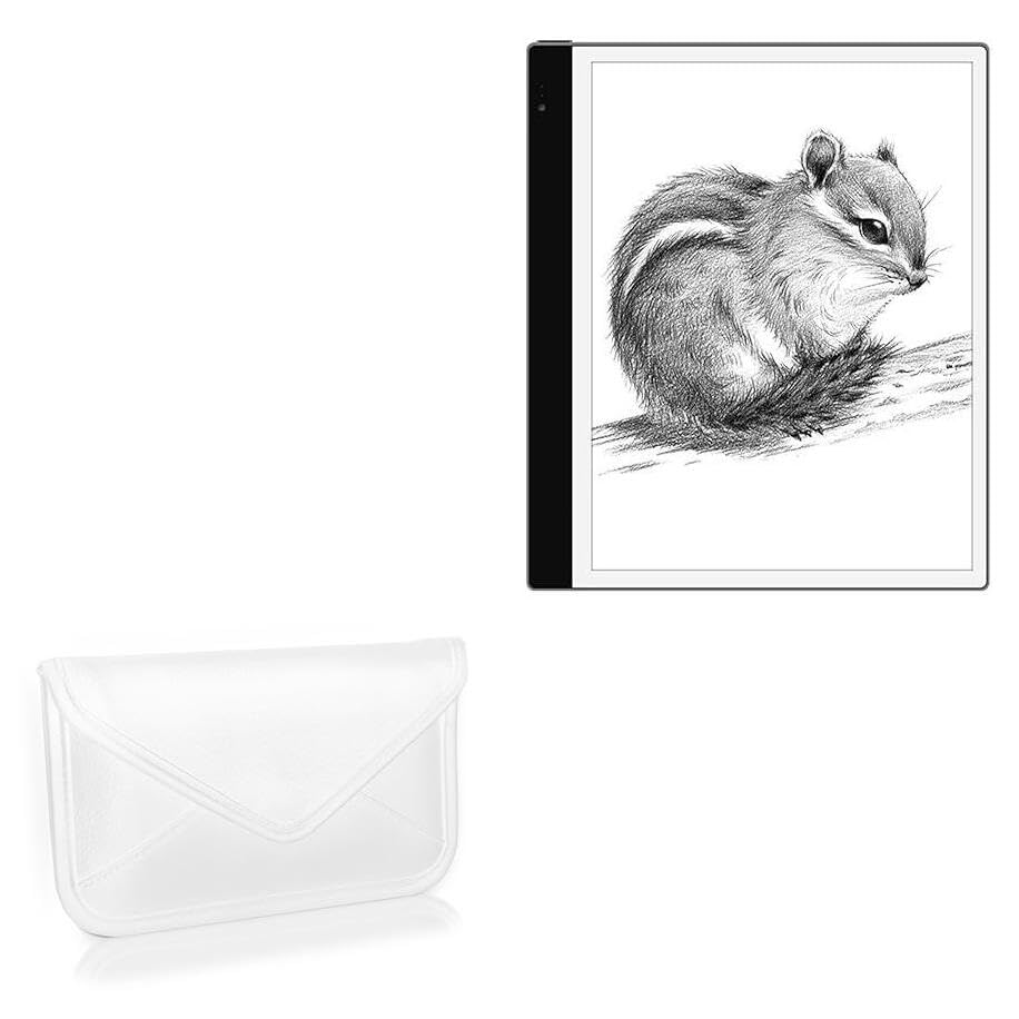 BoxWave Case Compatible with Bigme inkNoteS (10.3 in) - Elite Leather Messenger Pouch, Synthetic Leather Cover Case Envelope Design - Ivory White