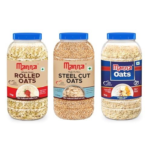 Image of Manna Oats Combo Pack of 3 | Instant Oats, Rolled Oats, Steel Cut Oats