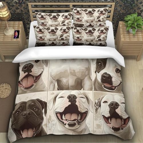 Housse de couette chien 260x220 linge de lit 3D dessin animé Super King