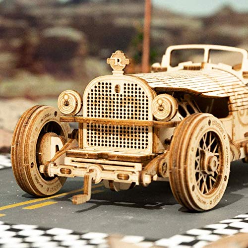 Hands Craft Diy 3D Wooden Puzzle – Grand Pix Car Vehicle Laser Cut Assembly 1:16 Scale Model Building Kit Brain Teaser Educational Stem Toy Adults And Teens To Build Safe And Non-Toxic Wood Mc401A #TOP3