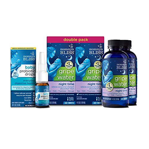 Image of Mommy's Bliss Baby Probiotic Drops Everyday 30 Servings (Pack of 1), with Gripe Water Night Time 24 Servings (Pack of 2)