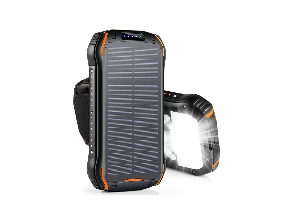 Vielseitige 26800mAh Smart Solar Powerbank: Wasserdichtes Solarladegerät mit USB-C, 2 Eingängen und 3 Ausgängen – Perfekter externer Akku für Smartphones, Handys und Tablets