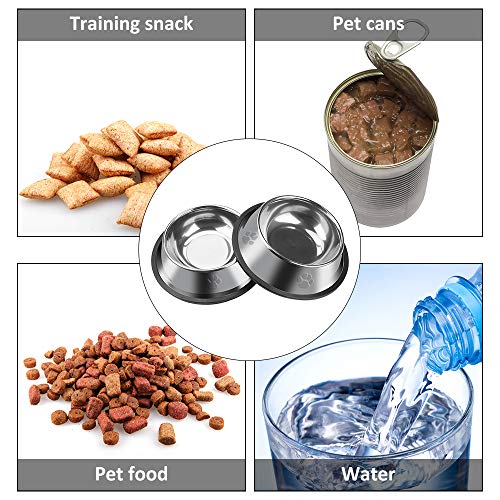 Iyowei 5 Stück Edelstahl Hundenapf, rutschfeste Katzennapf Set Fressnapf Set Sichere Futternapf Wasser Fütterung Schüssel für Katze Hunde Hamster Welpe Kleine Tiere (Größe: 15.6 * 3.5cm)