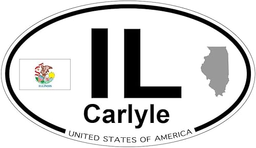 Carlyle, Illinois - Oval Magnet with State Flag