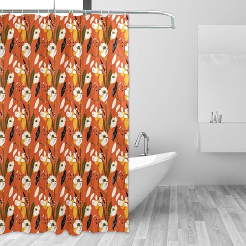 Rideau de douche en polyester de qualité supérieure fleurs orange