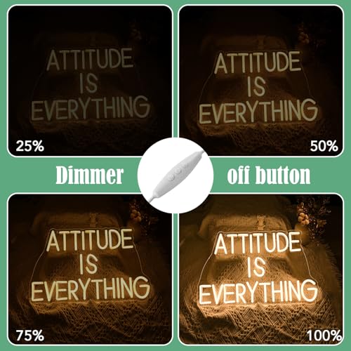 Image of Attitude Is Everything Neon Sign Dimmable Switch Warm White Led Light Sign for Wall Decor Inspirational Neon Light for Home Office School Art Wall Decor (16.5''*10.6'')