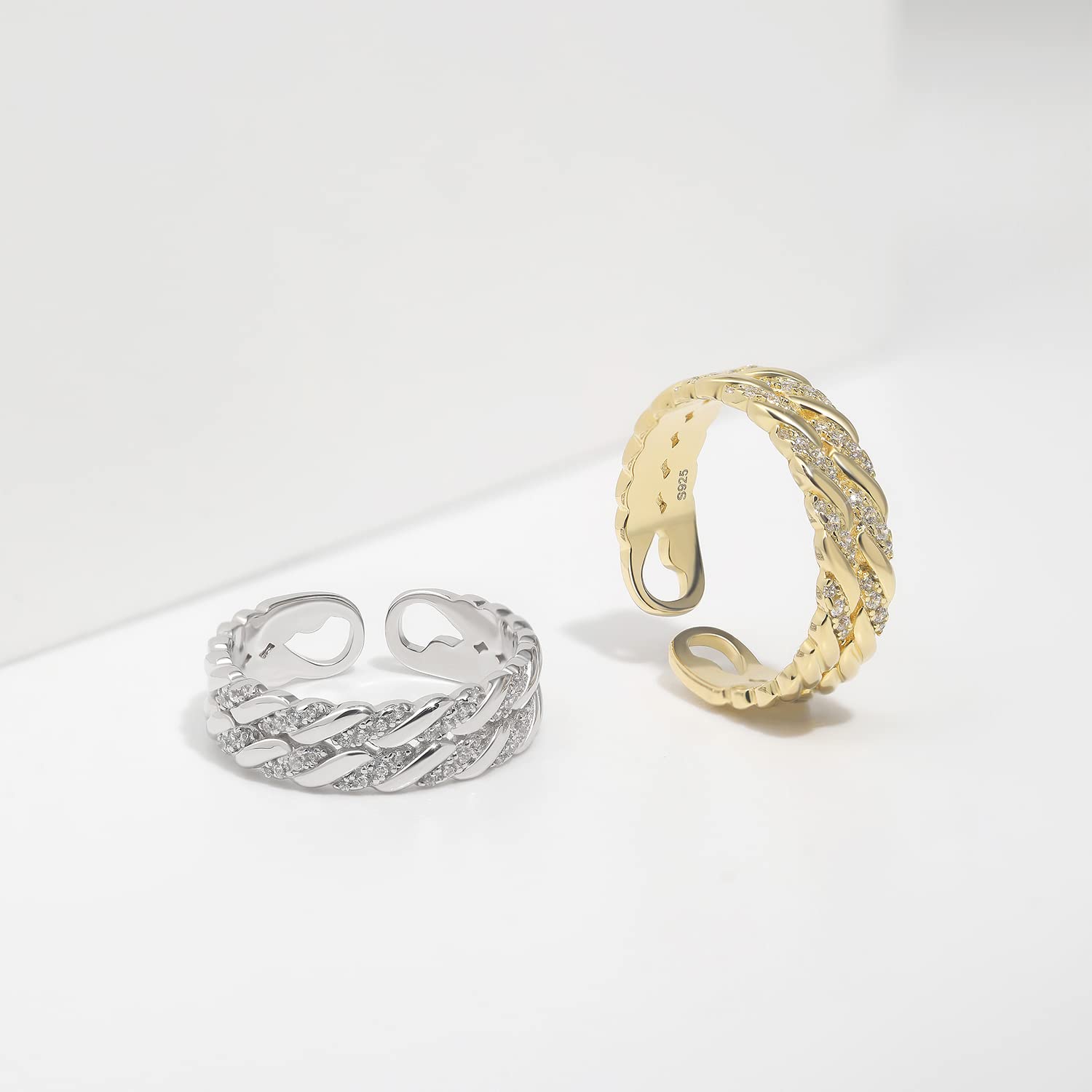 Anello da pollice in argento 925 per donna Anello d'oro impilabile e delicato Anello d'amicizia fatto a mano con torsione impilata