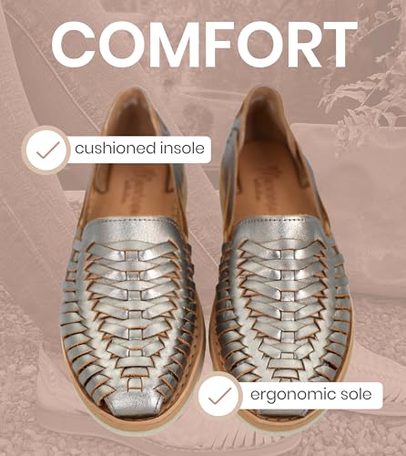 Image of Macarena Collection Womens Shoes Leather Sandal Flat for Women | Huarache Handmade Mexican Sandals | Comfortable & Stylish Womens Sandals 3050