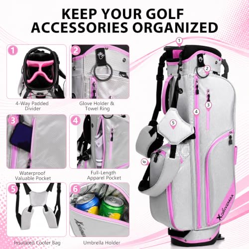 Image of XDriveMax Men's & Women's Complete Golf Clubs Set (11-Piece Package), Lightweight Graphite /Steel Shafts, 460cc Driver, 3 Wood, Hybrid, 5-9 Iron+PW+SW, Blade Putter, Deluxe Stand Bag (Right /Left Hand)