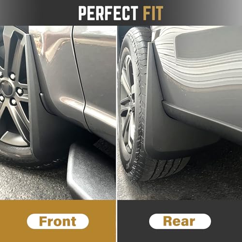 Image of RMOURTEKK Mud Flaps Compatible with Ford F150 2025 2024 2023 2022 2021 (Excludes Raptor Models) Without OEM Fender Flares Front & Rear Mud Guards Black Mud Guard Set(4pc Set)