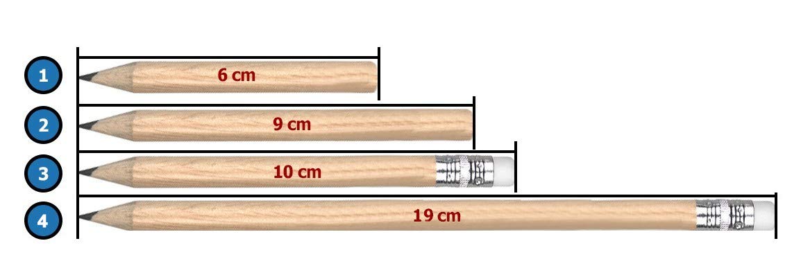 Set mit 400 Mini-Stiften (Typ 3: 10 cm, mit Radiergummi, im Karton)