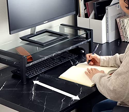 Amazon.co.jp: モニター台 ガラス 大理石柄 モニターラック パソコン台