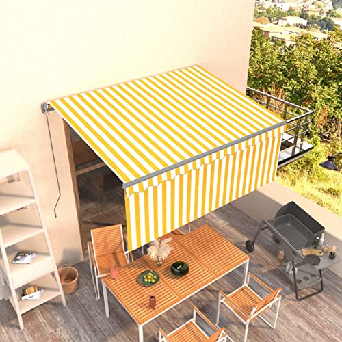 Bulliing Toldo Manual retráctil con persiana toldo retractil Exterior toldos Balcon toldo Lateral Impermeable toldos para Patio Amarillo y Blanco 3x2,5m 3069378
