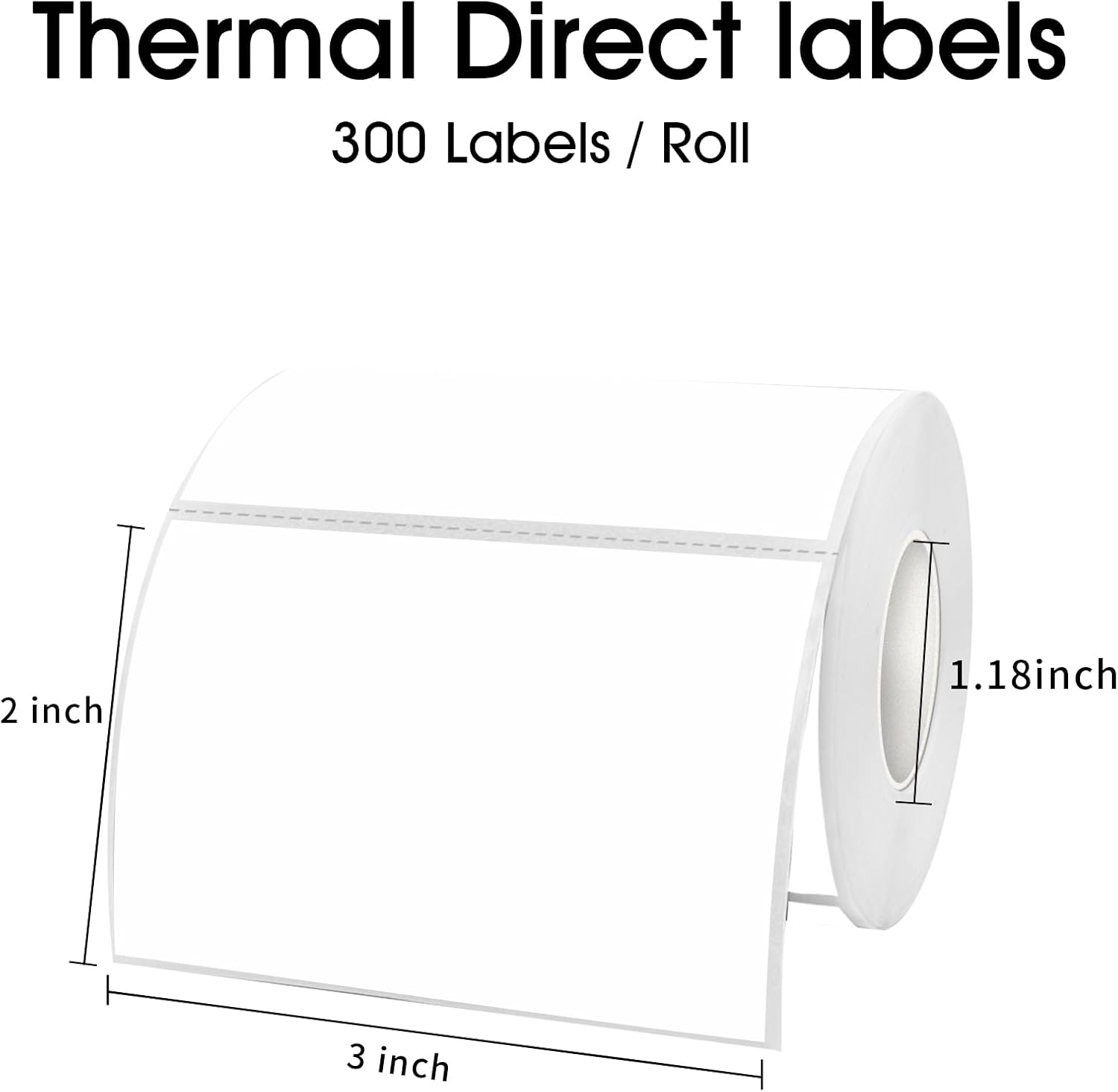 2×3 Inch White Thermal Labels Stickers, Removable Thermal Label, Waterproof Direct Thermals Stickers Perforated Lines- 300 Sheets/Rolls - Image 3