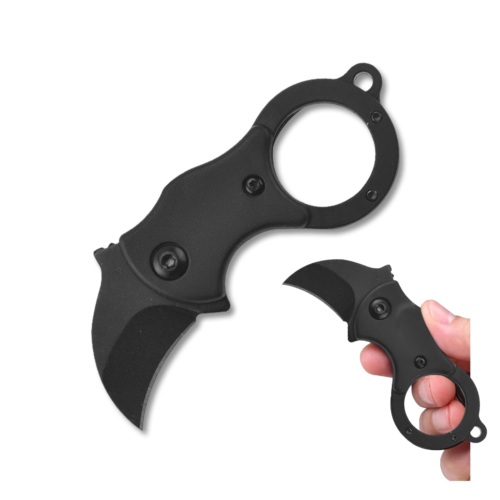Hidden Knife Mini Compact Keychain Box Cutter Carabiner Self Defense Portable Folding Blade Cool Gadgets for Men's Everyday Carry Pocket Great Present Sharp Camping Survival Hiking Knives Black