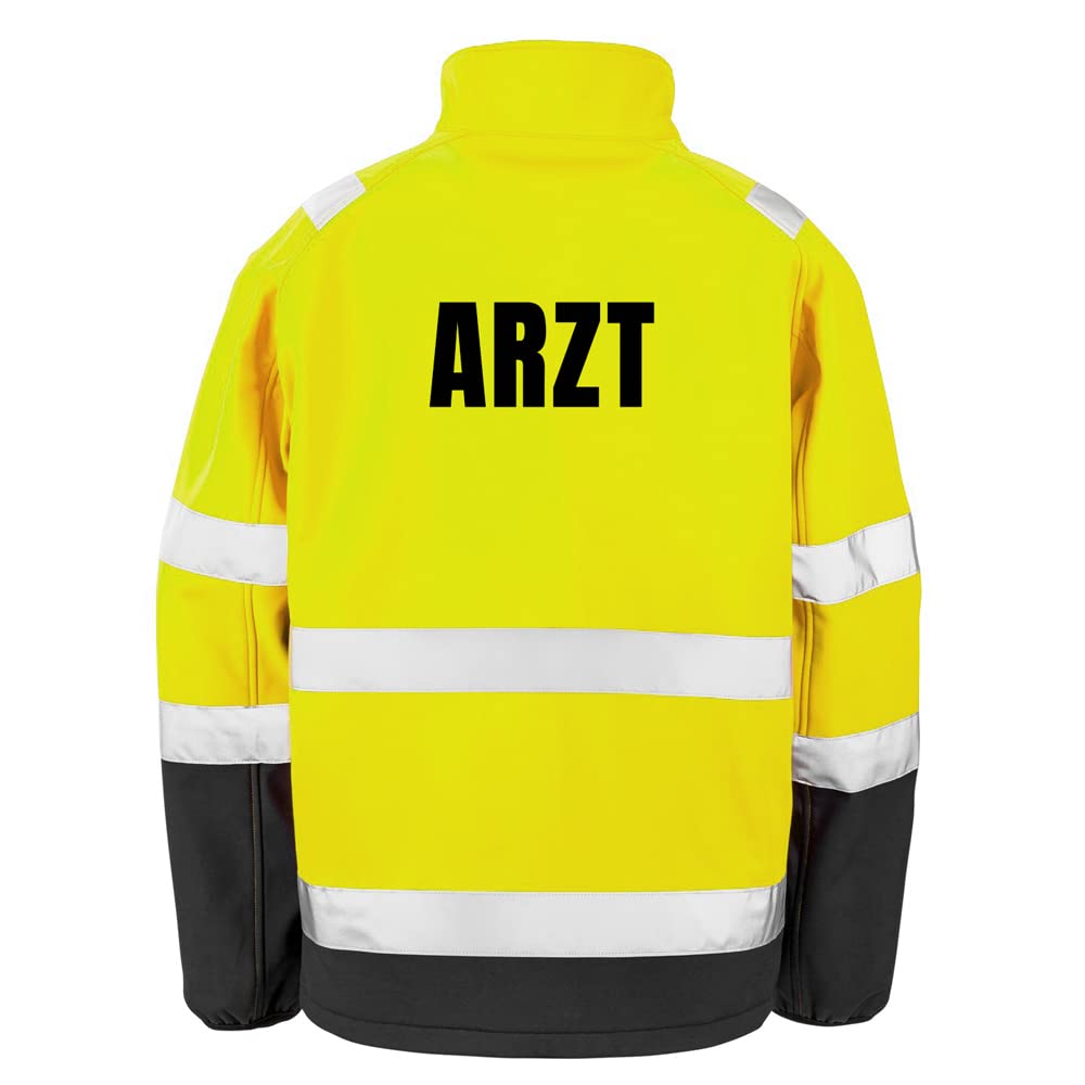 ARZT Sicherheitsjacke GELB aus Softshell - Gelb Warnjacke nach EN ISO 20471 zertifiziert - Unisex und hochwertigem Reflektorstreifen