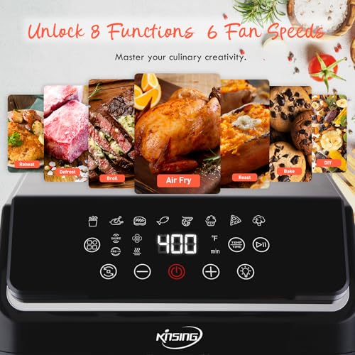 Image of 9.0 QT Air Fryer with Visible Window & Rotisserie Chicken Rack, Large Digital Touchscreen, Precise Temperature Control, Shake Reminder, Easy to Clean Family Air Fryer Oven