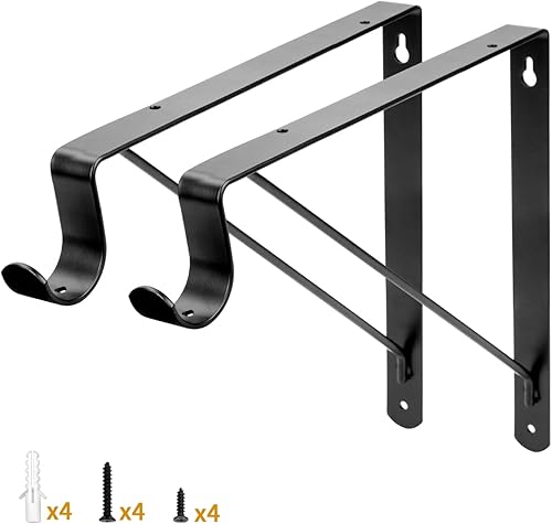 Yarssihha Paquete de 2 Soportes para Barra de Armario, Soporte de Estante de Armario Montado en Pared de 12 x 10.4 Pulgadas, Soporte Negro para