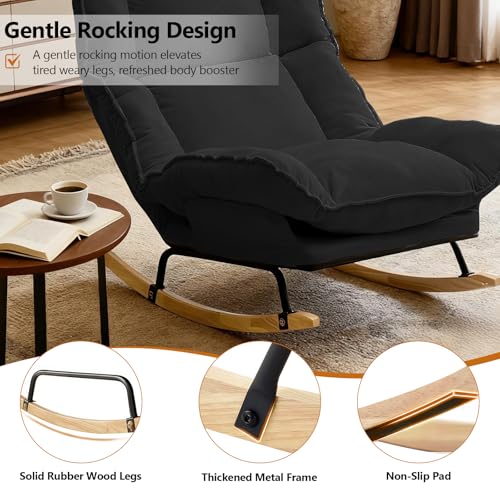 Sillón Mecedor Plegable Terciopelo Negro miniatura 4