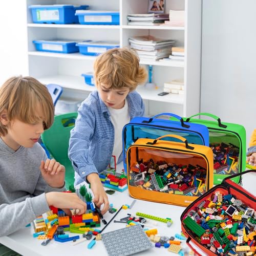 Image of 4 PCS Toys Storage Bag, Classic Bricks Building Set Storage Bag, Travel Case for Building Toys, Puzzles