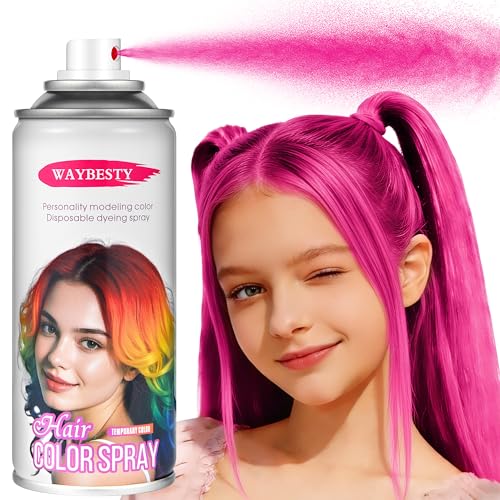 Pink Hair Spray Temporary, Washable Pink Hair Color Spray for Kid, Women, Men, One-Day Hair Color Dye, Natural Hair Spray Hair Strong Style for Cosplay, Party, Christmas, 120ml