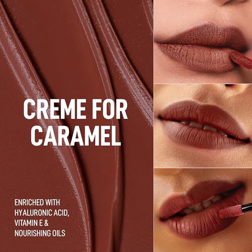 Image of RENEE Stay With Me Matte Transferproof Liquid Lipstick- Creme Of Caramel | Waterproof & Smudge-proof | Bold Pigment, Lightweight & Long-lasting | With Hyaluronic Acid & Vitamin E | 6 ml