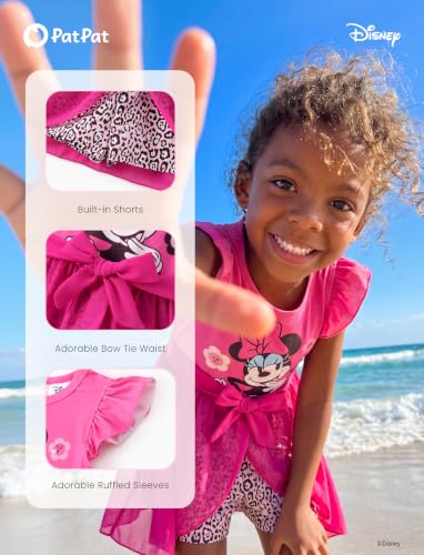 Image of Disney Princess Frozen Elsa Minnie Mouse Stitch Toddler Girl Romper With Skirt Overlay Summer Jumpsuit with Bow 2-6 Years