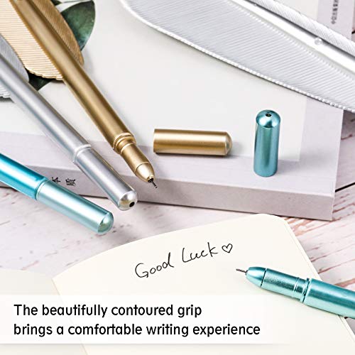 Zonon 6 Pieces Feather Pens Cute Ballpoint Pen Artificial Feather Black Gel Ink Pens Fun Rollerball Pens For Teachers Students Stationary School Office Supplies, Blue, Gold, Silver #TOP3
