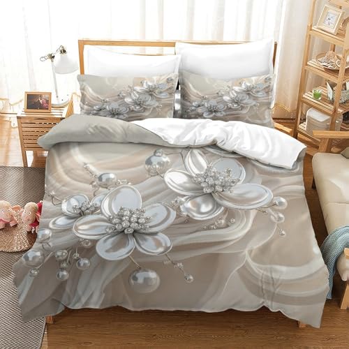 Housse de couette imprimé 3D de qualité supérieure : parure lapin de Pâques florale aquarelle - 3