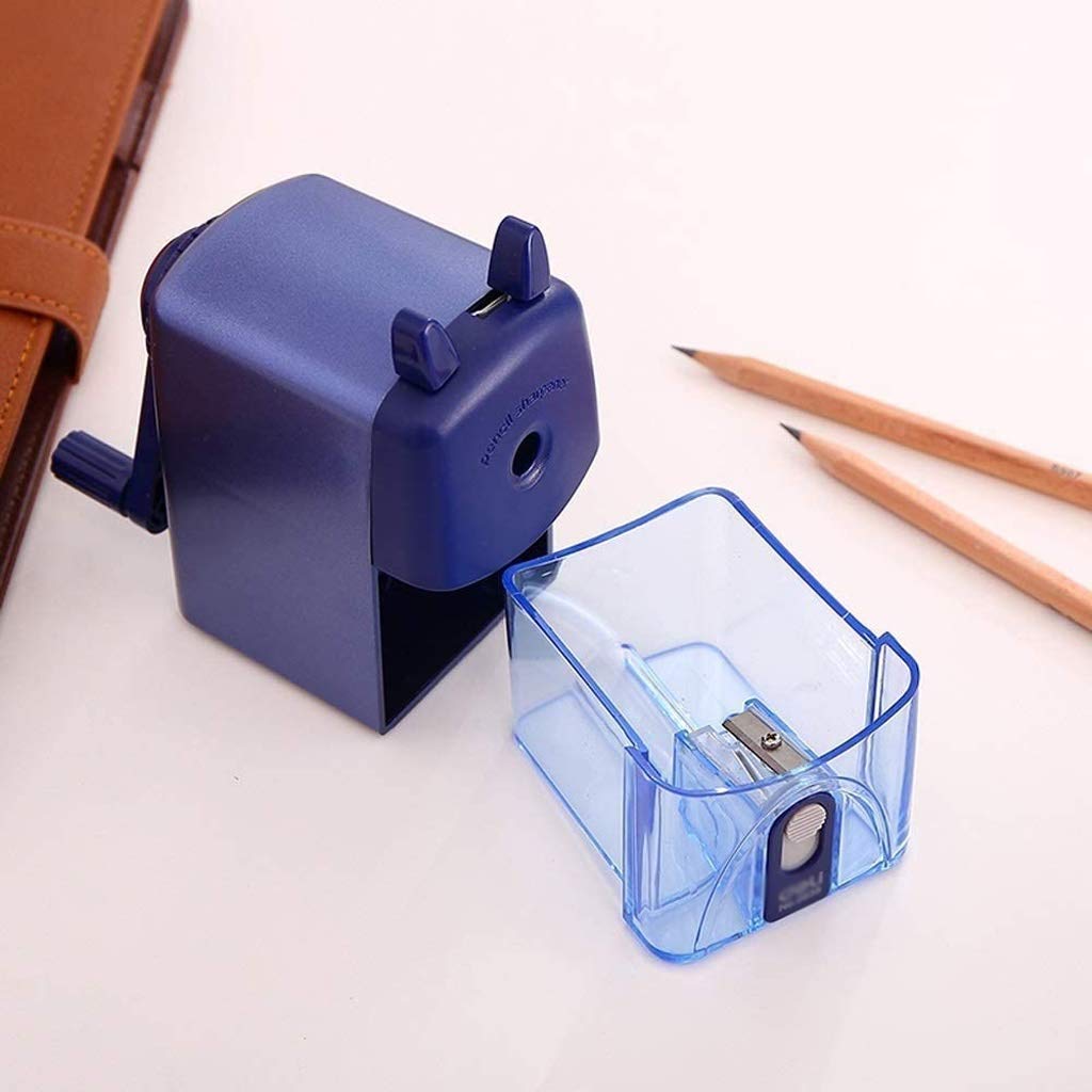 Bleistiftspitzer fürs Klassenzimmer, manueller Bleistiftspitzer, tragbarer Bleistiftspitzer – kompakter und leiser Bleistiftspitzer fürs Klassenzimmer, der gerade Spiralstifte spitzt (Farbe: D) (Blau)
