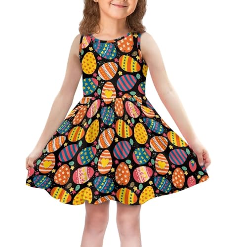 Veniyate Little Girls Sleeveless Tank Dress with Pockets Summer Sundress for Casual Party Beach 2-10 Years