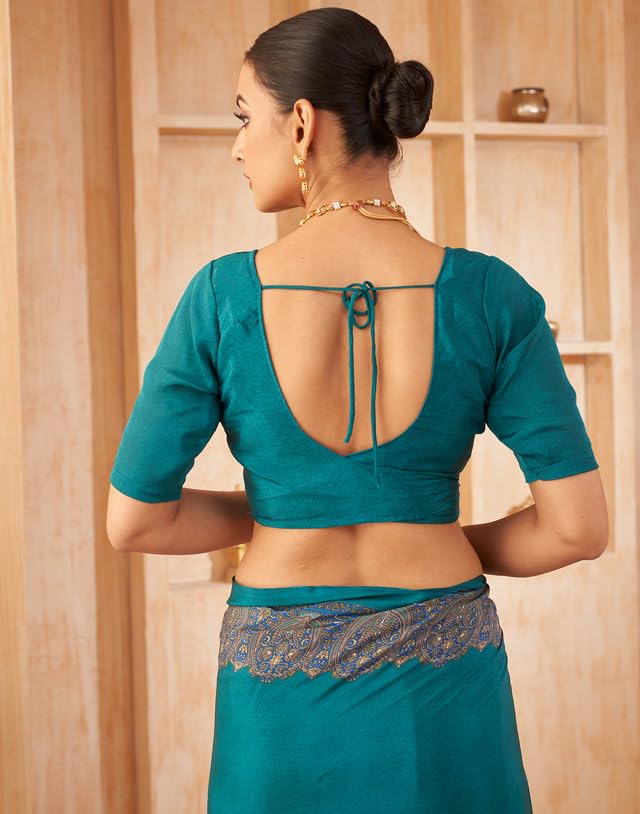 Image of SIRIL Women's Crepe Silk Printed Saree with Unstitched Blouse Piece