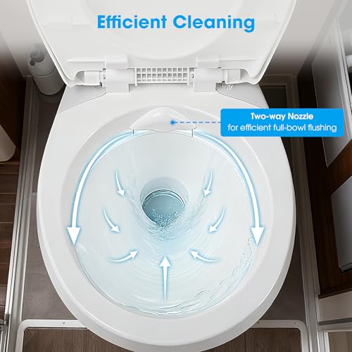 Image of AW 20 inch High RV Camper Toilet with Bidet Spray Gravity Flush Elongated HDPE