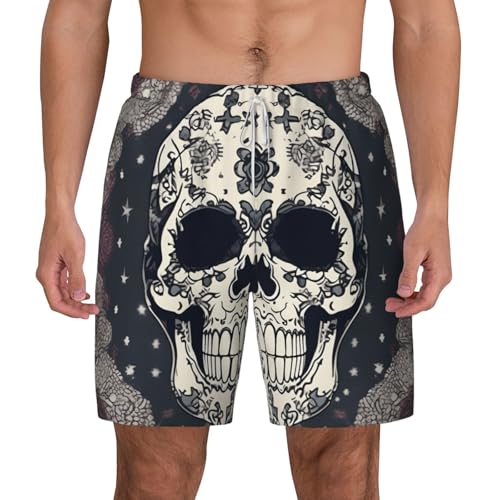 Short de bain tête de mort et fleurs homme léger respirant