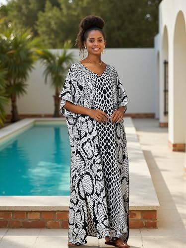 Image of Kaftan Dresses for Women Plus Size Bathing Suit Cover up Caftan Maxi Beach Dresses