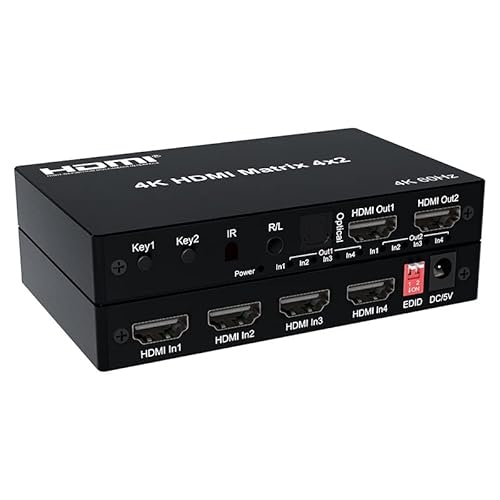 4K Matrix 4X2 True Switch Conmutador 4 in 2 out 4K 60Hz Splitter Converter con EDID ottico pc 4X2 playstation 4 hdmi