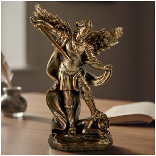 Estatua de San Miguel Arcángel de Resina en Bronce 5.32 in