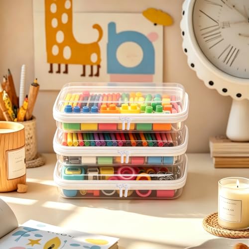 Étui rigide transparent à fermeture éclair, pochettes transparentes anti-écrasement, trousse de toilette de voyage approuvée par la TSA, trousse de maquillage et sac à couches imperméable, bacs de rangement pour le rangement des jouets, accessoires de voyage XL+L+M+S-blanc – Image 2